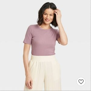 Ribbed tshirt in mauve